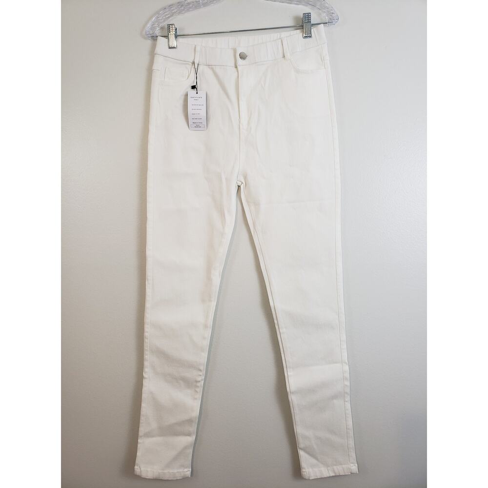 (Ma) Apperloth A Womens Pants Size L Stretch Off White Skinny Fairy Office Siren
